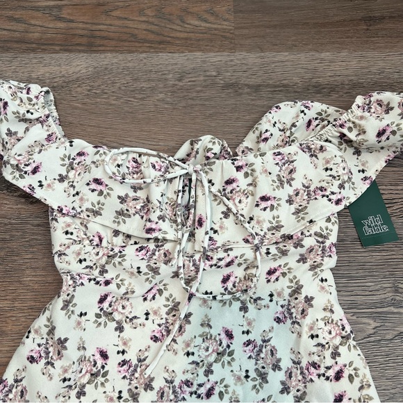 NWT Flounce Sleeve Maxi Empire Waist Dress - Wild Fable Off-White Floral XXS - Picture 4 of 8